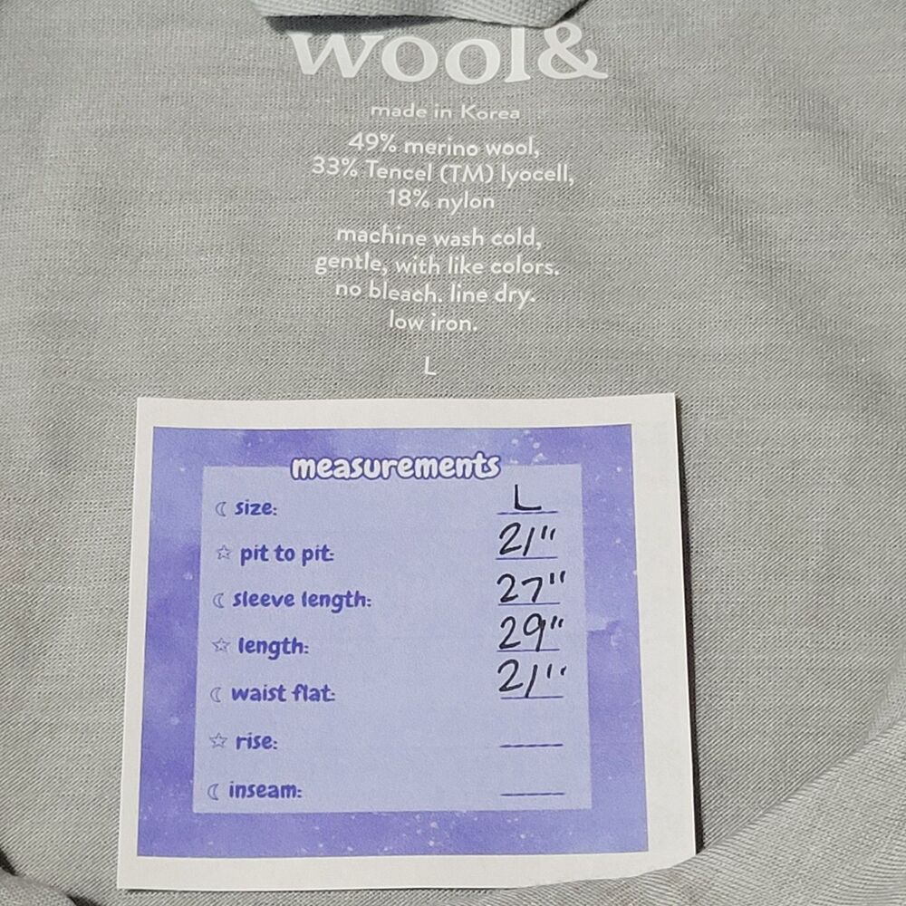 WOOL& WOOLAND Gray Trek Tunic Hoodie Size L Merino Wool Blend Outdoor Relaxed - Picture 3 of 8